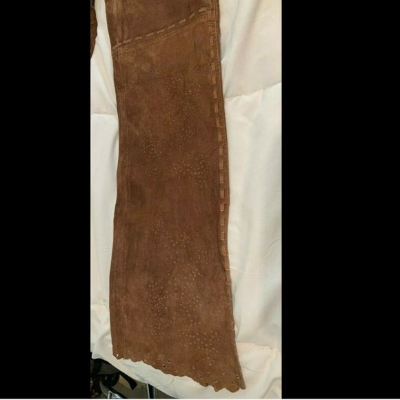 NEW VINTAGE FOR JOSEPH BROWN SUEDE LEATHER PANTS MID RISE SIZE 26 - Picture 4 of 8